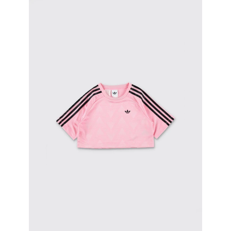Girl's Cropped Polyester T-Shirt with Trefoil Logo (KD7832)