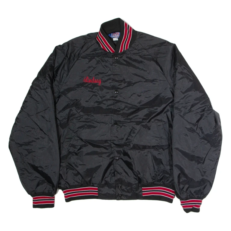 ASW JACKETS Quilted Lined Womens Varsity Jacket Black Nylon USA M