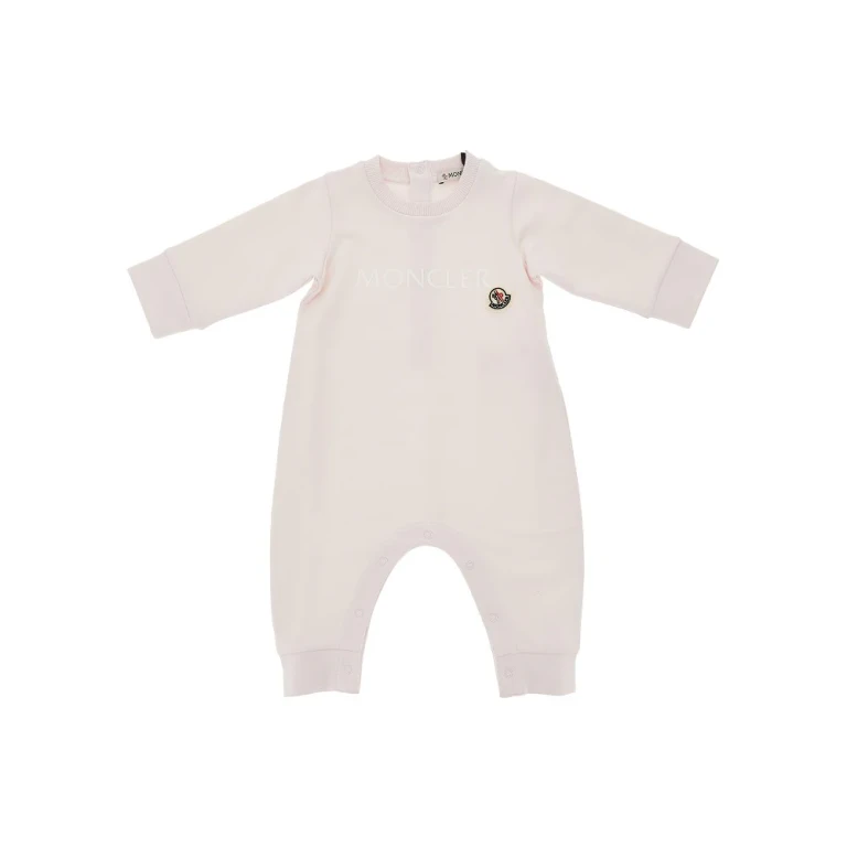 Moncler Langarm-Strampler aus Stretch-Baumwolle mit Logo