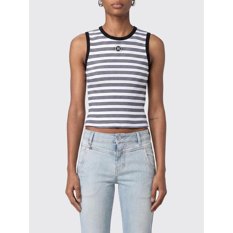 Striped Slim Fit Cotton Tank Top with Logo (AWTOJR1085100)