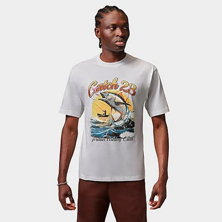 Jordan Men's Fishing Club Graphic T-Shirt in White/Black Size: XS