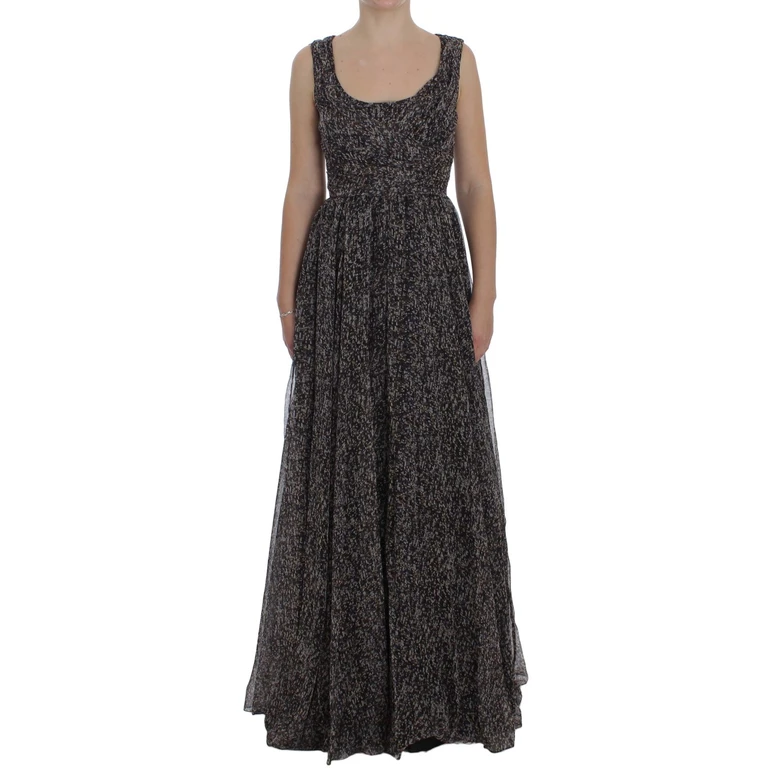 Dolce & Gabbana Dark Silk Shift Gown Full Length Dress - Women
