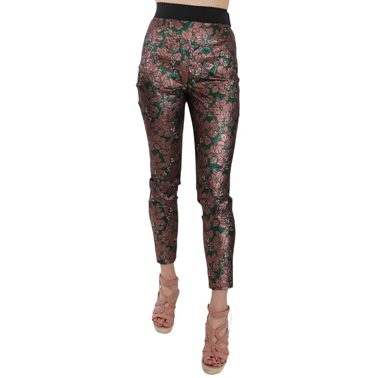 Dolce & Gabbana Multicolor Iridescent Brocade Jacquard Trousers Crop Pants Polyester - Women