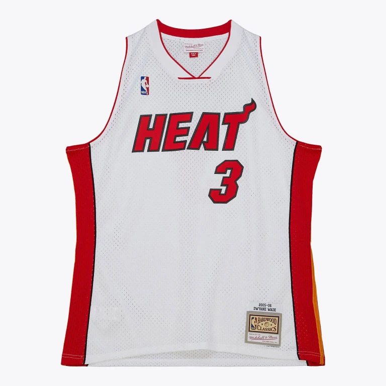 Men's NBA White Jersey Heat 2005 Dwyane Wade