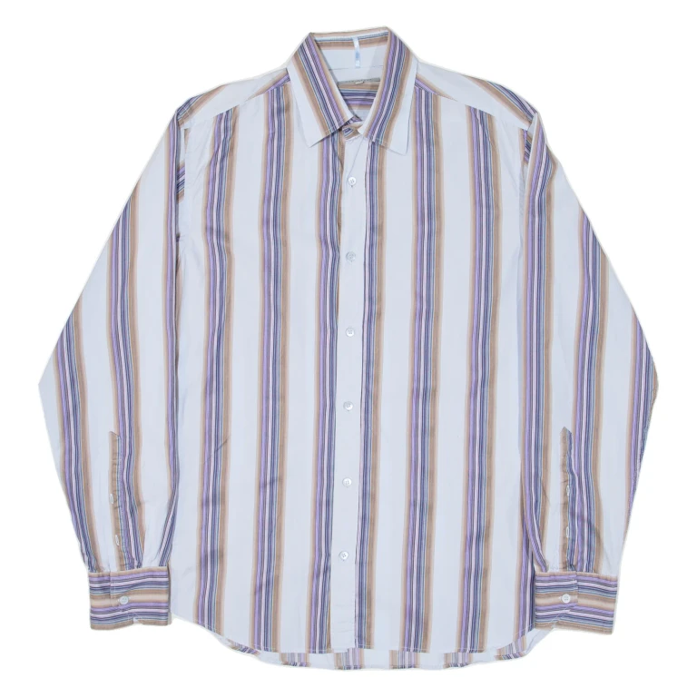 TED BAKER Mens Shirt Blue Striped Long Sleeve M