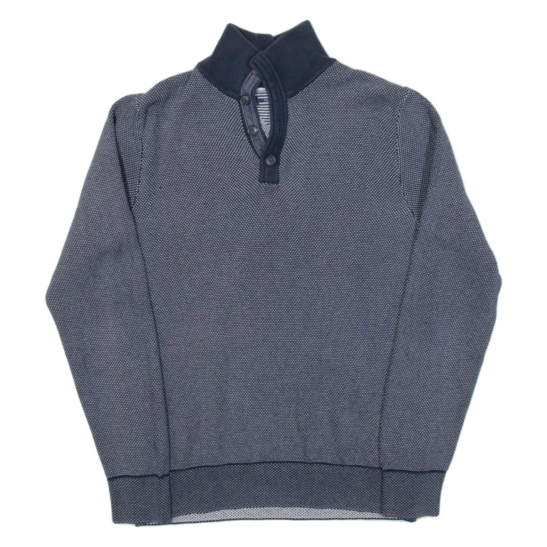 TOMMY HILFIGER Mens Jumper Blue 1/4 Zip Tight Knit S