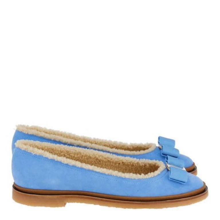 Varina Shearling-Lined Suede Ballet Flats, Size 7 C
