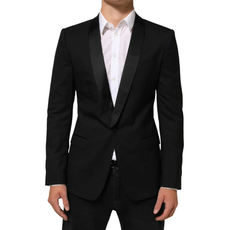 Dolce & Gabbana Black Martini 1 Button Suit Jacket Blazer Pl+se+wv - Men