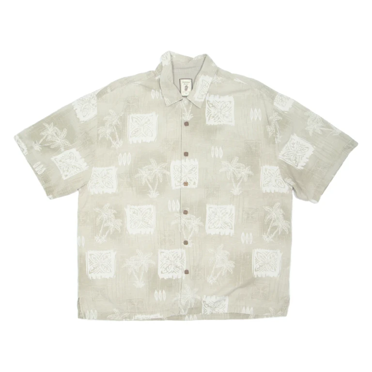 JAMAICA JAXX Mens Hawaiian Shirt Beige Floral 2XL