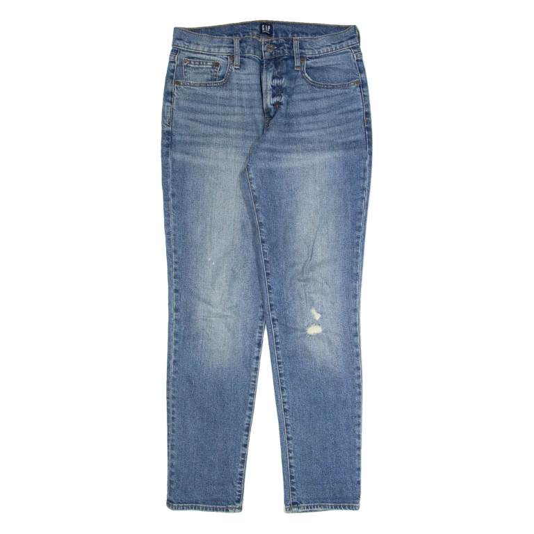 GAP Distressed Womens Jeans Blue Slim Tapered Stone Wash W28 L29