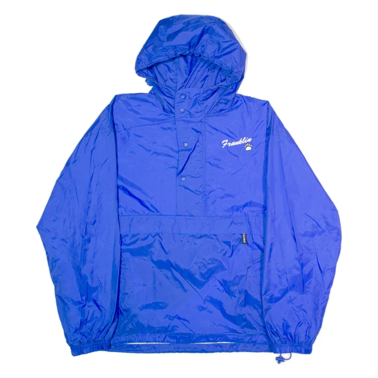 HOLLOWAY Franklin Mens Pullover Jacket Blue Nylon 90s USA Hooded L