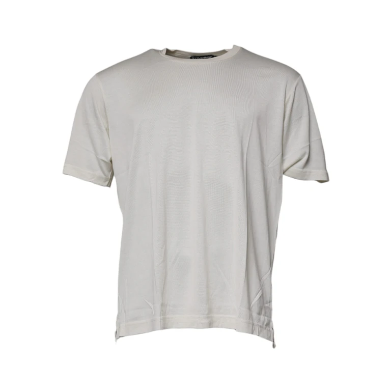 Dolce & Gabbana Off White Crew Neck Short Sleeve T-Shirt Silk Cotton - Men