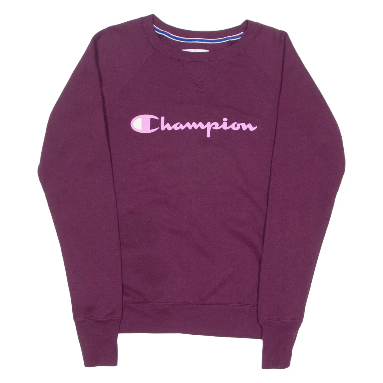 CHAMPION Womens Sweatshirt Purple Crew Neck XS
