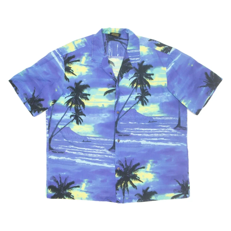 ROYAL CREATIONS Mens Hawaiian Shirt Blue Floral XL