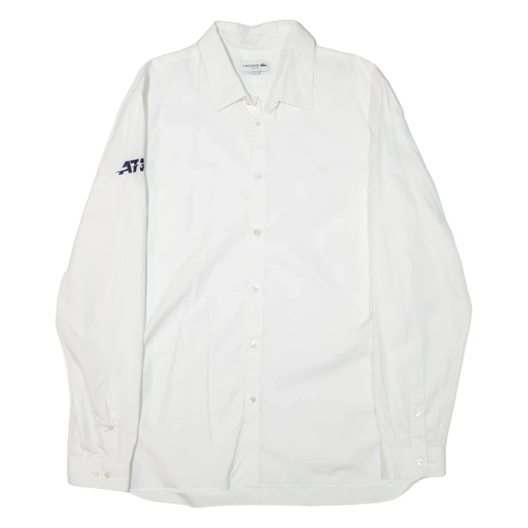 LACOSTE Slim Fit Mens Plain Shirt White Long Sleeve L