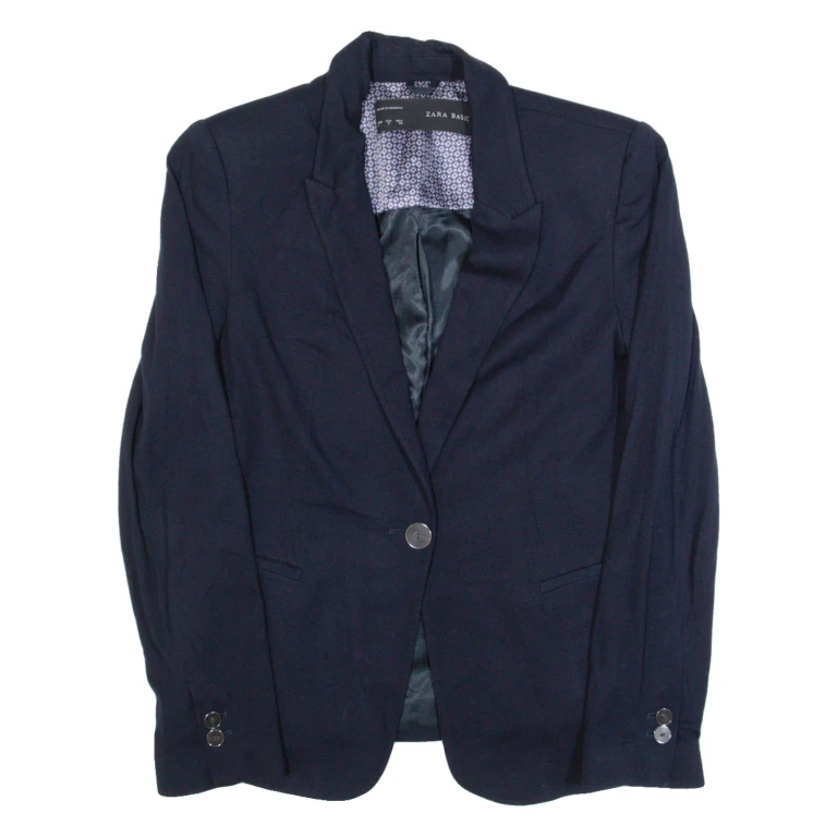 ZARA BASIC Womens Blazer Jacket Blue S