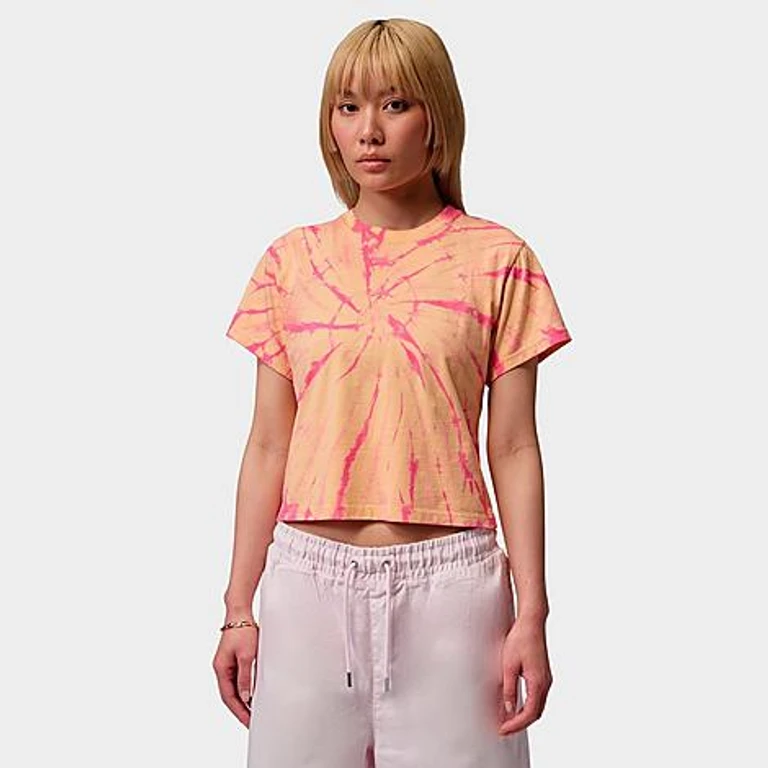 Nike Women's Jordan Brooklyn All-over Print Graphic T-Shirt in Lemon Wash/Pinksicle Size: XS