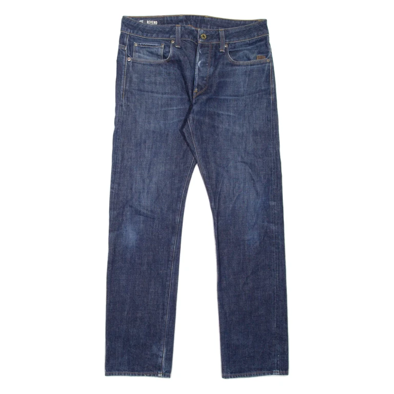 G-STAR Revend Mens Jeans Blue Regular Straight Stone Wash W32 L32