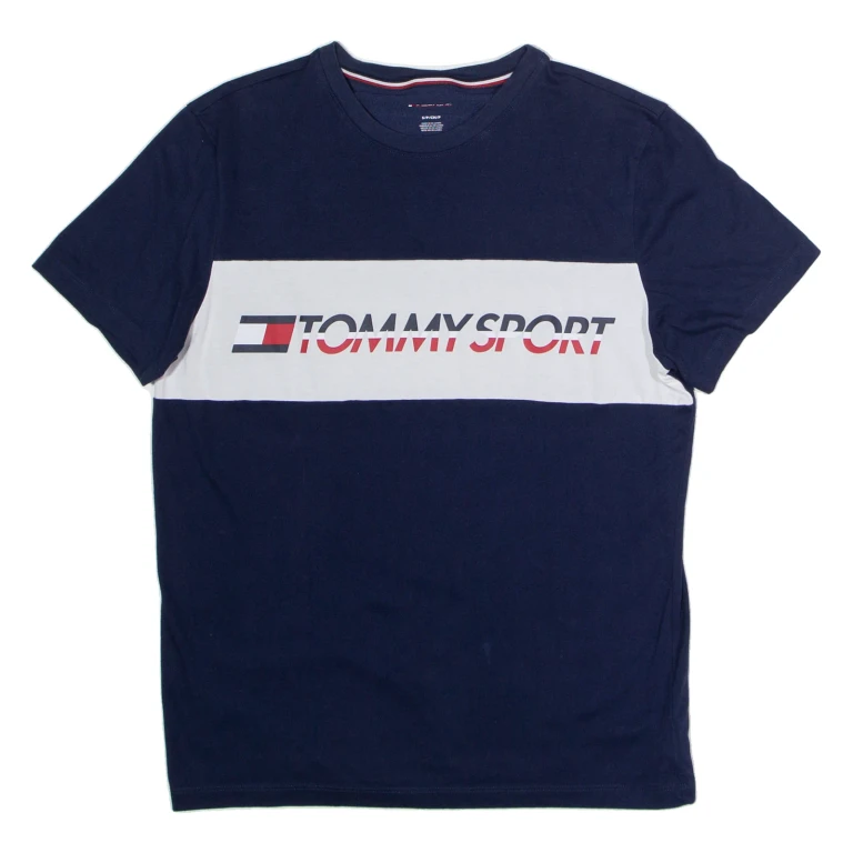 TOMMY SPORT Mens T-Shirt Blue Crew Neck S