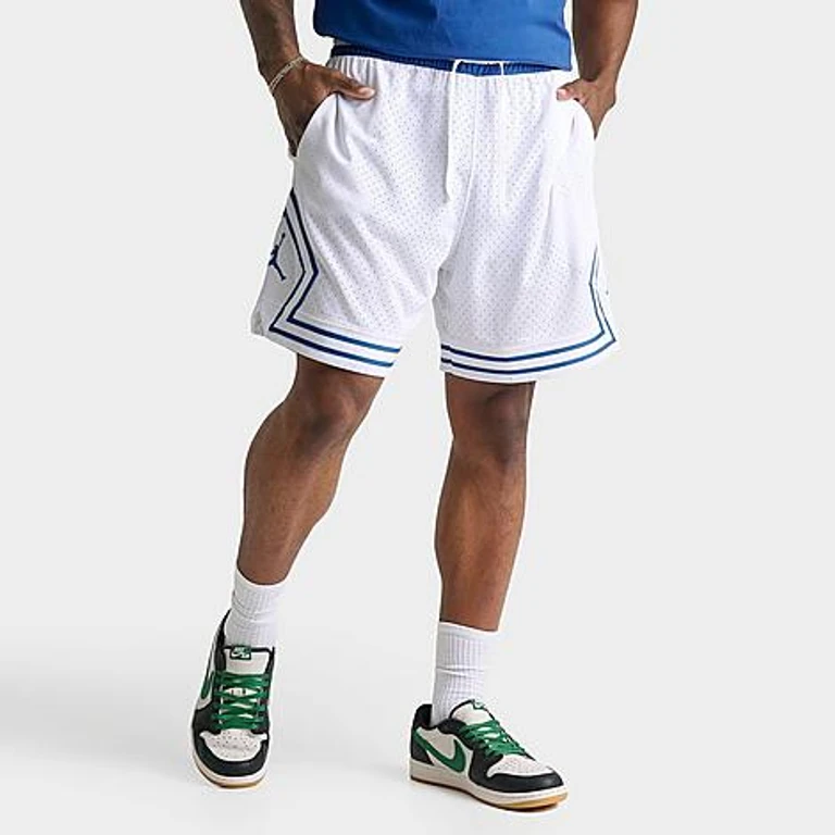 Nike Men's Jordan Sport Dri-FIT Mesh Diamond Shorts in White/True Blue/True Blue Size: Small