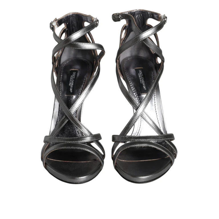 Dolce & Gabbana Silver Keira Leather Heels Sandals Shoes Lamb - Women