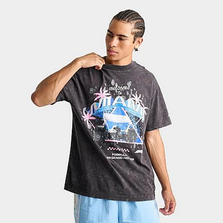 Men's Puma F1 Miami Washed Graphic T-Shirt in Puma Black Size: Small