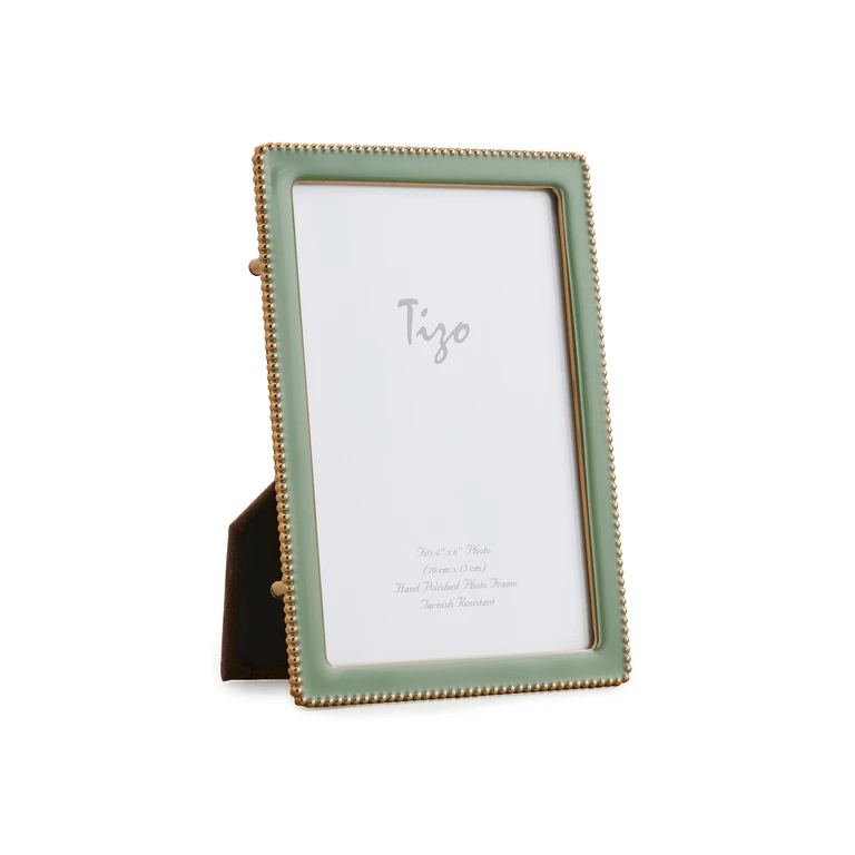 Beaded Enamel Frame 4x6 Green One Size