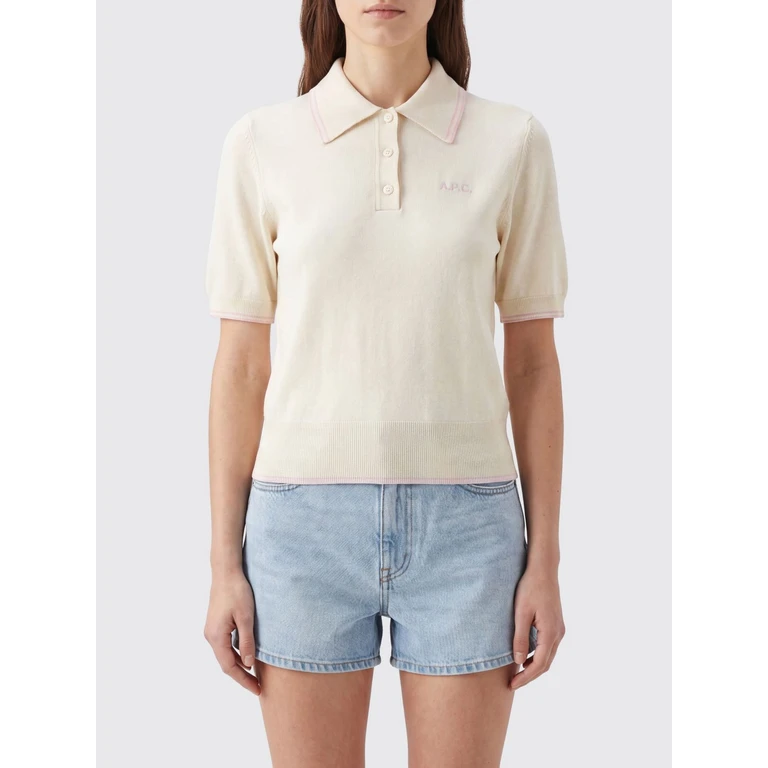 A. P.C. Knit Cotton Polo with Ribbed Collar and Trims (COEZJF23514AAD)