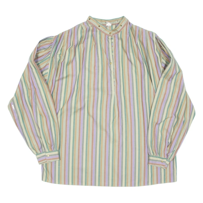 Womens Printed Top Green Long Sleeve Striped L