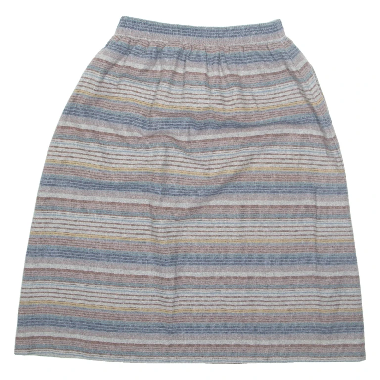 Womens A-Line Skirt Grey Midi Wool Striped UK 14
