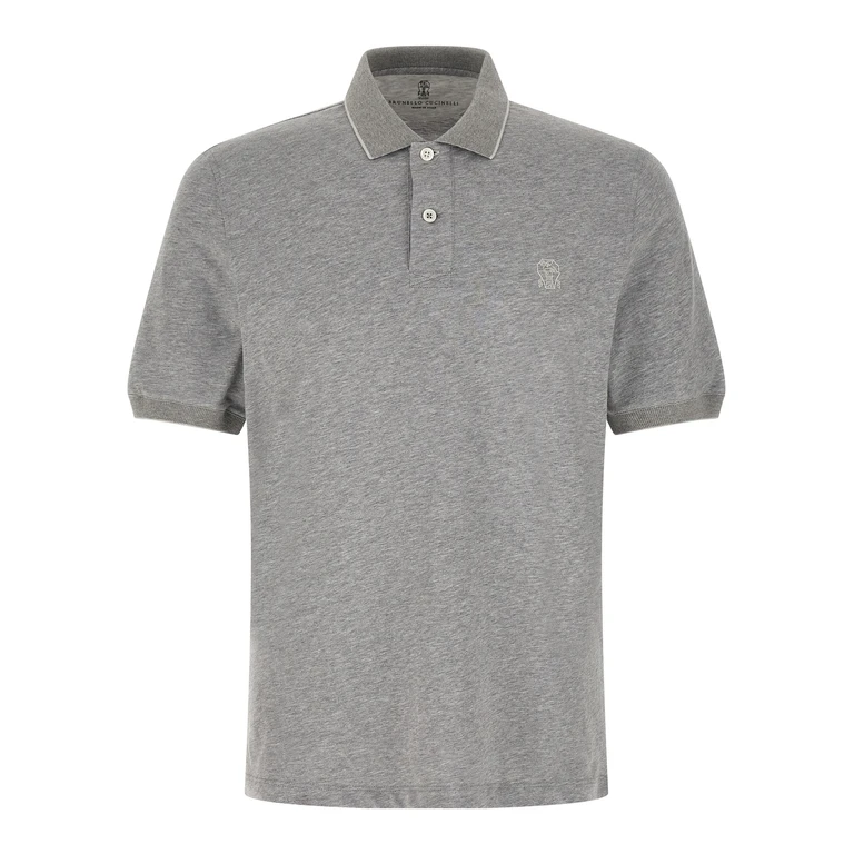 Brunello Cucinelli Gray Cotton Polo Shirt - Men