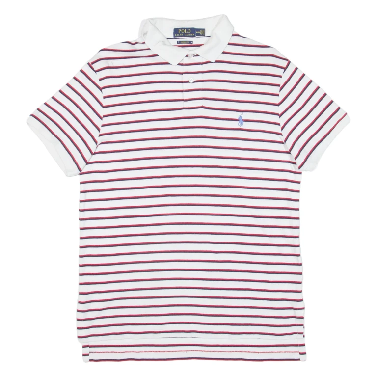POLO RALPH LAUREN Custom Fit Mens Polo Shirt Red Striped M