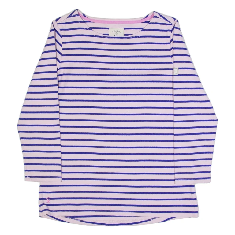 JOULES Womens Printed Top Pink Long Sleeve Striped UK 10