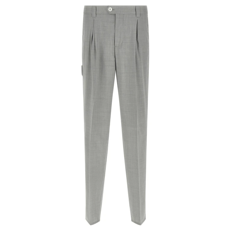 Brunello Cucinelli Gray Virgin Wool Dress Pants - Men