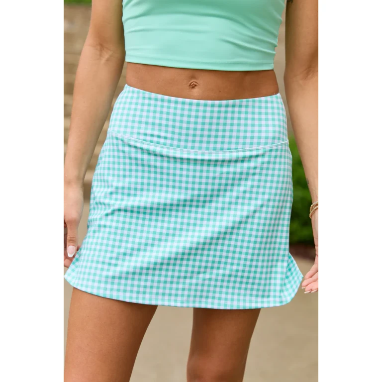 Active State Mint Gingham Active Skirt