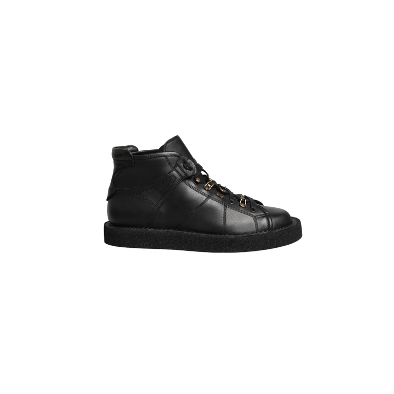 Dolce & Gabbana Black Leather Lace Up Men Ankle Boots Shoes Calf - Men
