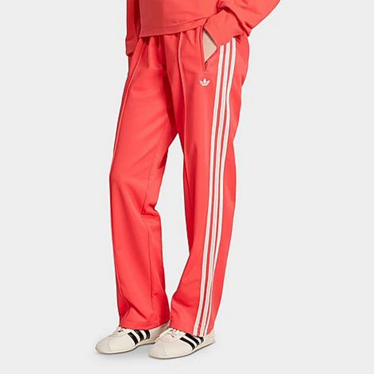 adidas Women's Originals Firebird Knitted Crochet Details Track Pants in Semi Lucid Red Size: XXS
