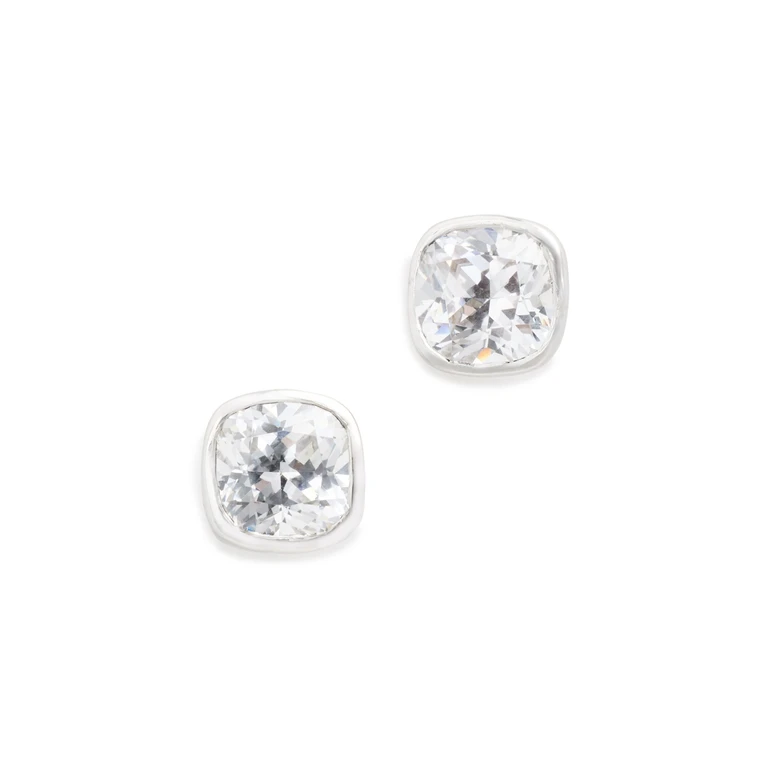 SHASHI Cushion Bezel Studs Silver One Size