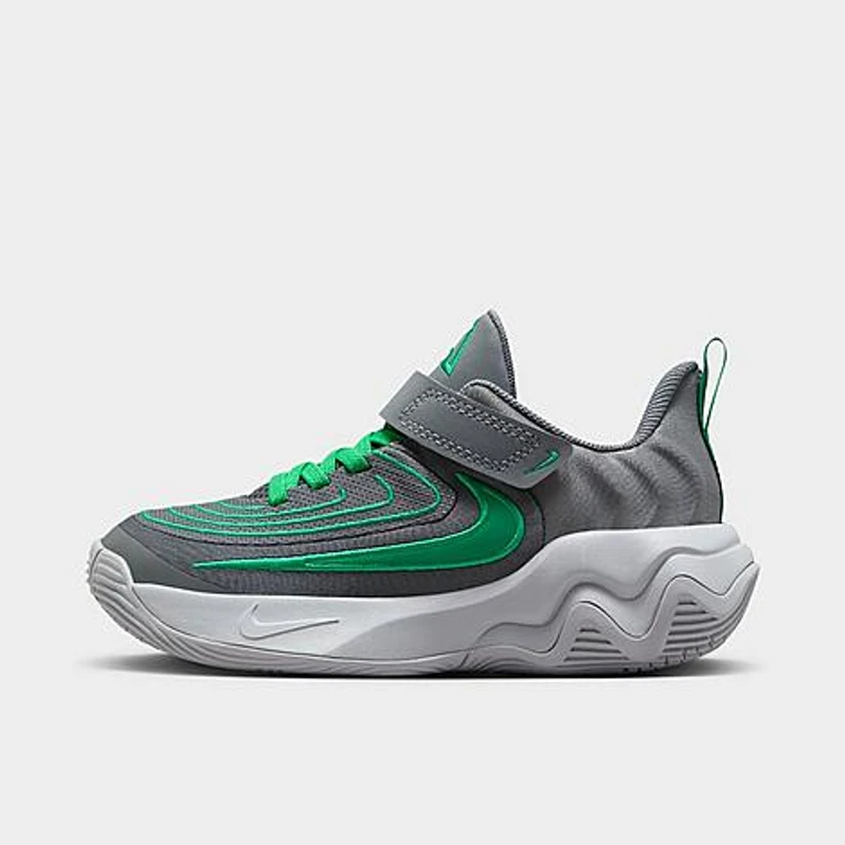 Nike Little Kids Giannis Immortality 4 Stretch Lace Basketball Shoes in Smoke Grey/Stadium Green/Wolf Grey Size: 8.0