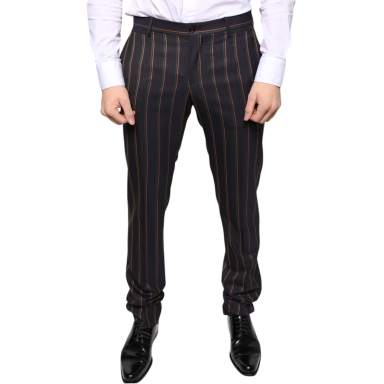 Dolce & Gabbana Brown Stripes Skinny Men Dress Pants Virgin Wool - Men