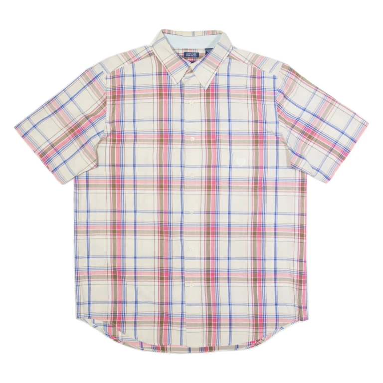 CHAPS Mens Shirt Cream Plaid M