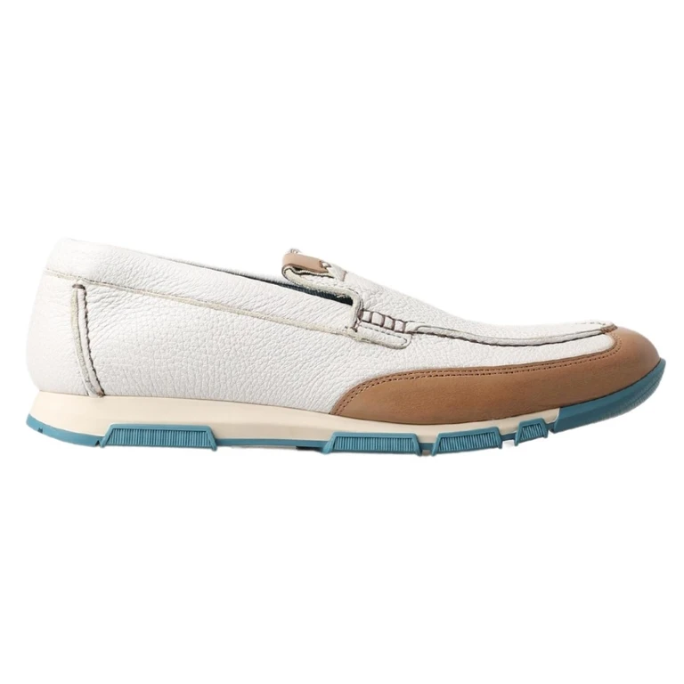 Dolce & Gabbana White Leather Loafers Moccasins Shoes - Men