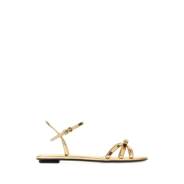 Prada Gold Leather Sandals Platino Sandali - Women