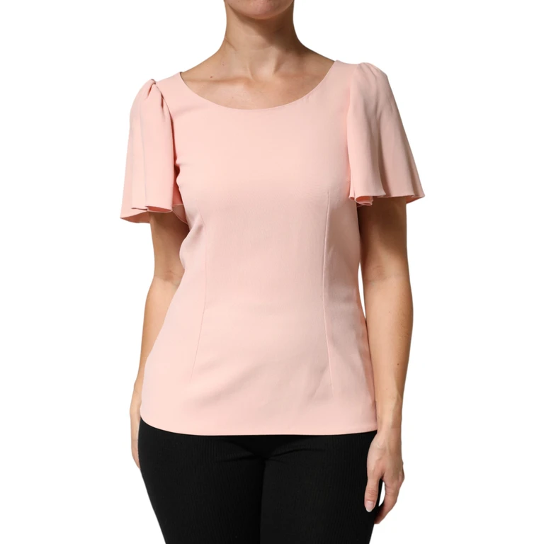 Dolce & Gabbana Pink Short Sleeves Round Neck Blouse Top 46+03+vi - Women