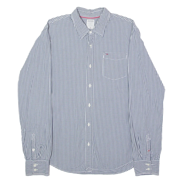 TOMMY HILFIGER Mens Shirt Blue Gingham Long Sleeve M (LL2-250924-8229)