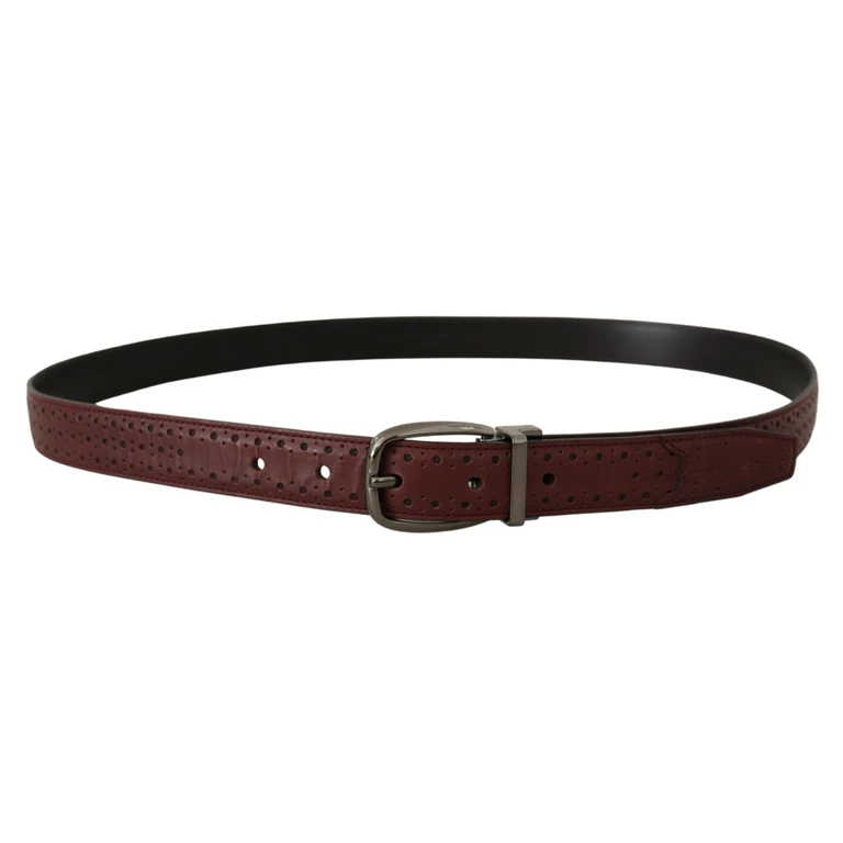 Dolce & Gabbana Brown Perforated Leather Metal Buckle Belt - Men