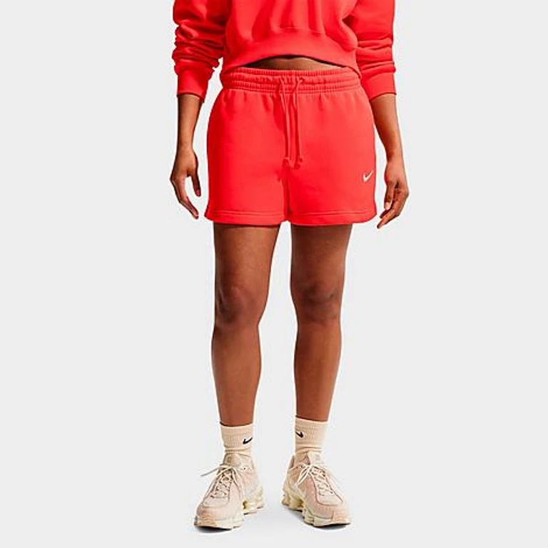 Nike Women's Sportswear Phoenix Fleece Mid-Rise 4" Shorts in Light Crimson/Sail Size: XS