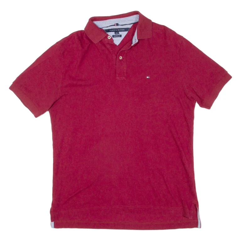 TOMMY HILFIGER Mens Polo Shirt Maroon M