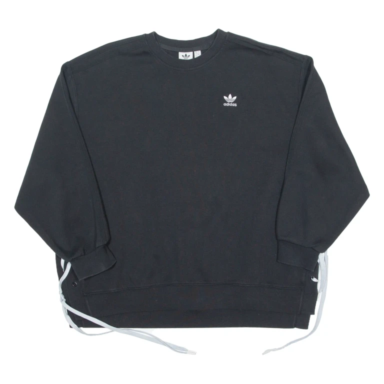 ADIDAS ORIGINALS Womens Sweatshirt Black Crew Neck UK 12