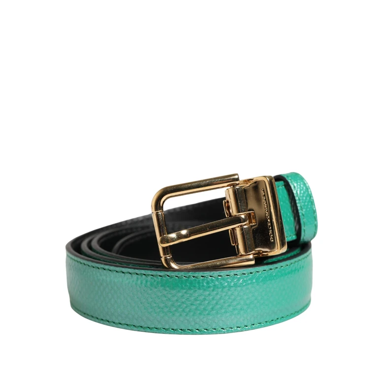 Dolce & Gabbana Men Green Classic Leather Metal Buckle Belt Calf - Men